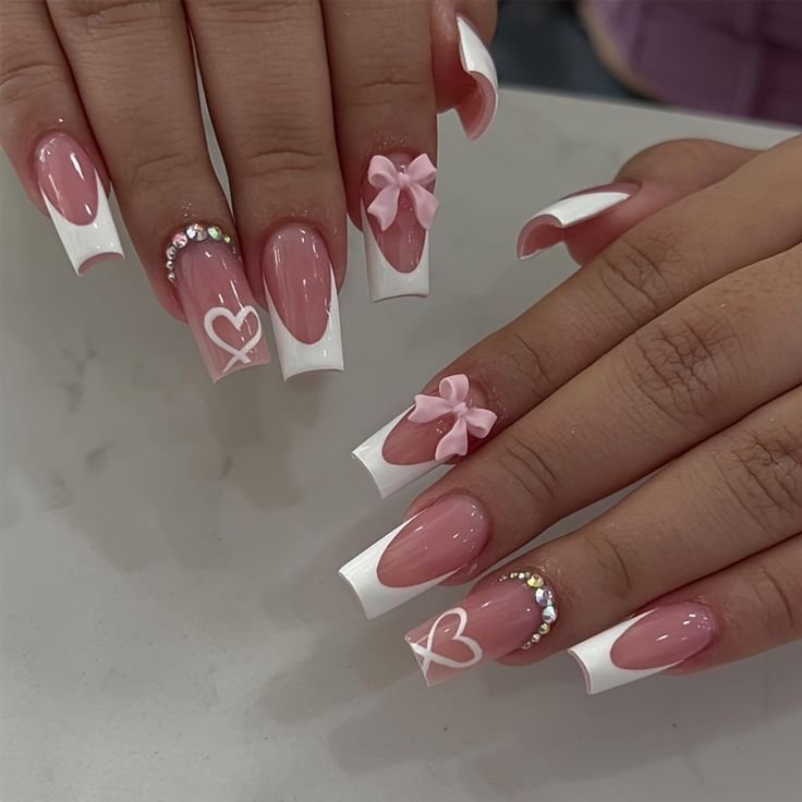 Uñas francesas con glitter